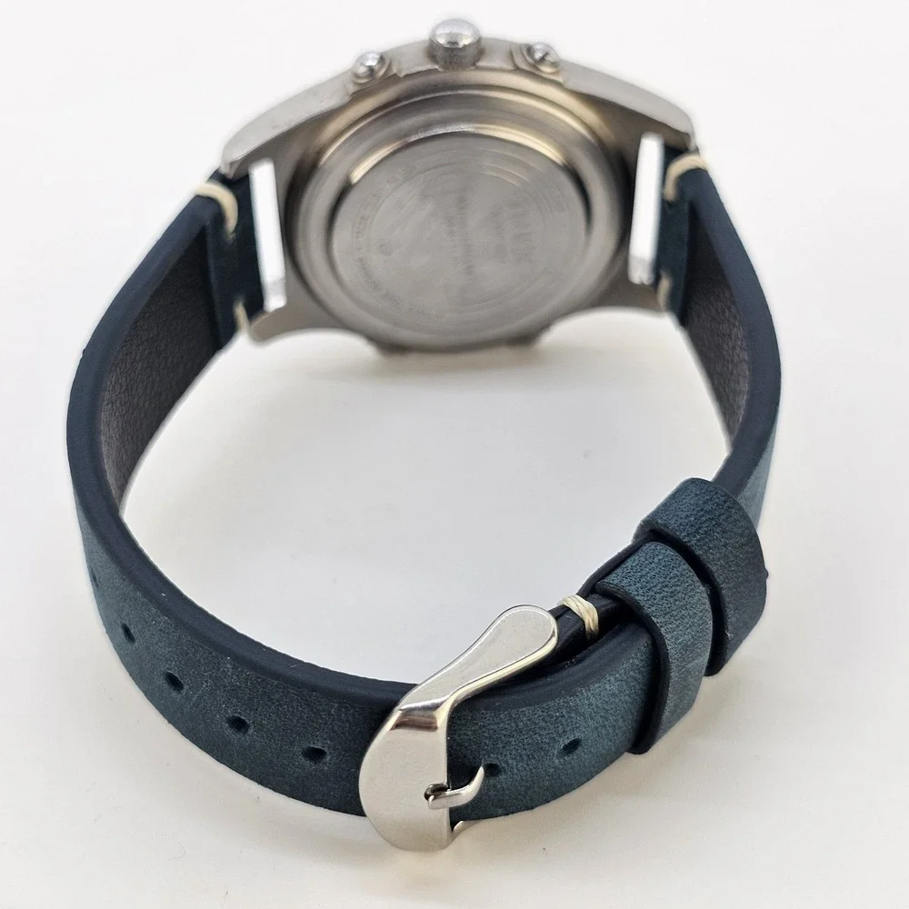 VTG Timex Expedition Ana-Dig Men's Watch 38MM NEW Blue Leather Bands NEW Battery
